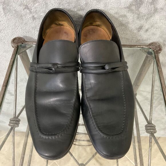 VINTAGE GUCCI BLACK smooth soft LEATHER LOAFERS Men’s Size 9D - Picture 3 of 16